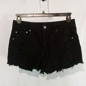 American Eagle Stretch Black Destroyed Shorts